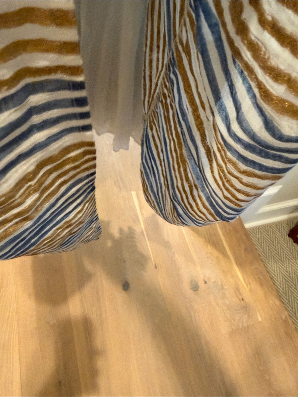 Oliphant Sleeveless Blue cream and gold Striped Tiered Maxi Dress - Picture 10 of 11